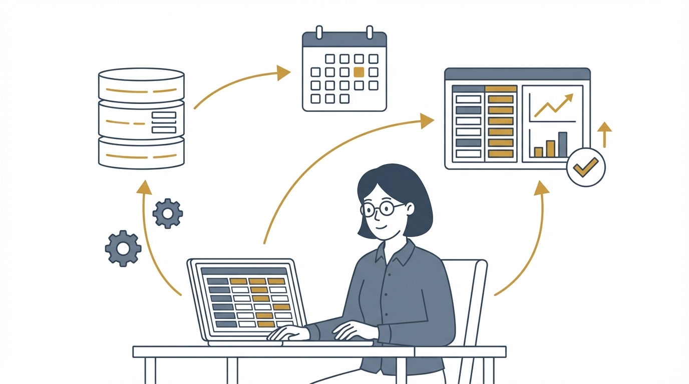 社内DBから毎週KPIを抽出し、Excel+グラフへ
